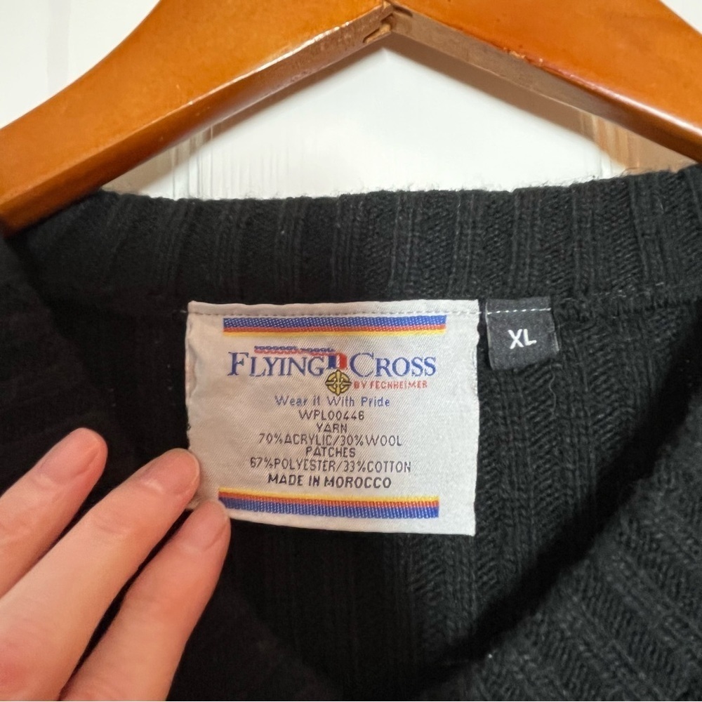 Men's Flying Cross V-Neck Uniform Sweater in Black Size XL - Picture 5 of 7
